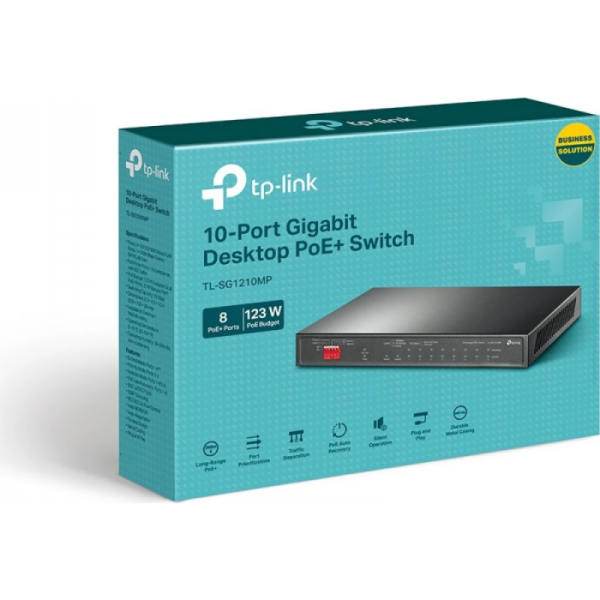 TP-LINK stikalo 10-port Gigabit TL-SG1210MP z 8-Port PoE+