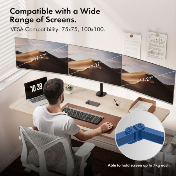 Vonhaus nosilec za tri monitorje do 27