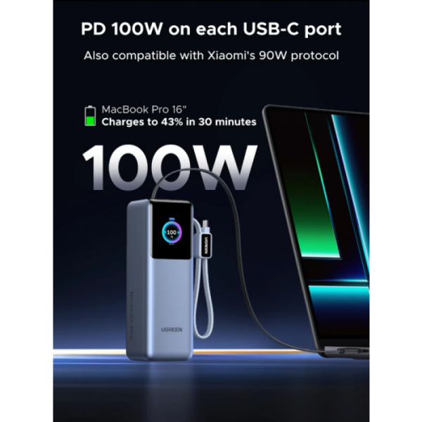 Ugreen prenosna polnilna baterija 25.000mAh, 200W s pametnim digitalnim zaslonom Ugreen prenosna polnilna baterija 25.000mAh, 200W s pametnim digitalnim zaslonom