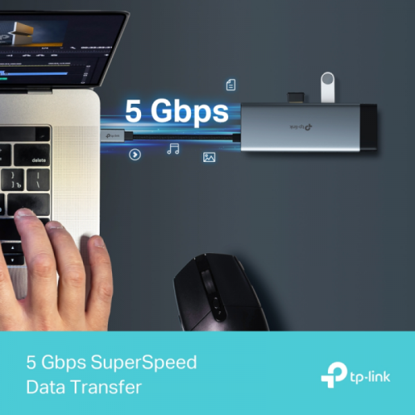TP-LINK UH6120C 6-v-1 USB-C HUB priklopna postaja z 4K HDMI, Gigabit Ethernet in 100 W Power Delivery TP-LINK UH6120C 6-v-1 USB-C HUB priklopna postaja z 4K HDMI, Gigabit Ethernet in 100 W Power Delivery