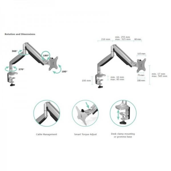 IcyBox IB-MS503-T enojni namizni nosilec za monitor do 32"