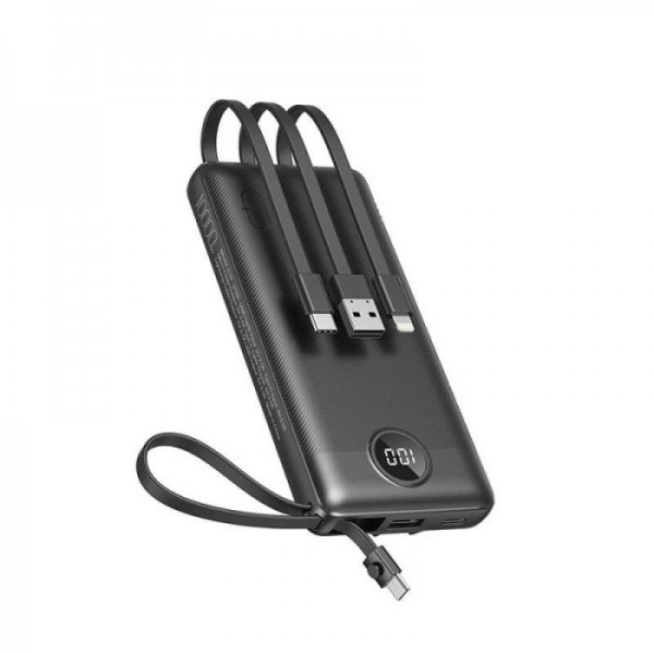 VEGER prenosna baterija z vgrajenimi kabli C10 10000 mAh, črna