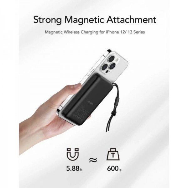 VEGER prenosna baterija MagOn 10000 mAh, črna