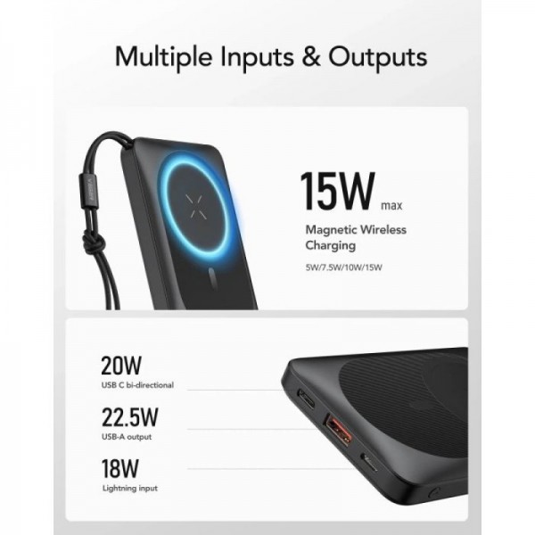 VEGER prenosna baterija MagOn 10000 mAh, črna