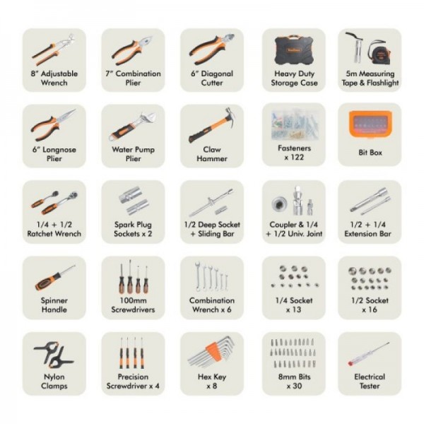 VonHaus 256-delni set ročnega orodja