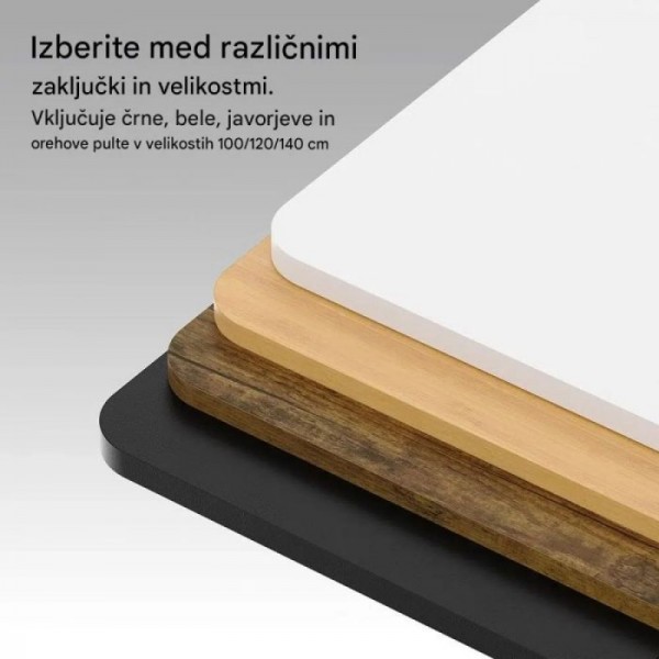 VonHaus Bela električno nastavljiva dvižna pisalna miza 100 × 60 cm z USB-C polnilnim priključkom