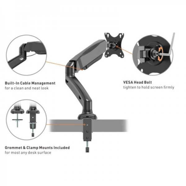 VonHaus enojni namizni nosilec do diagonale 27 plinska vzmet