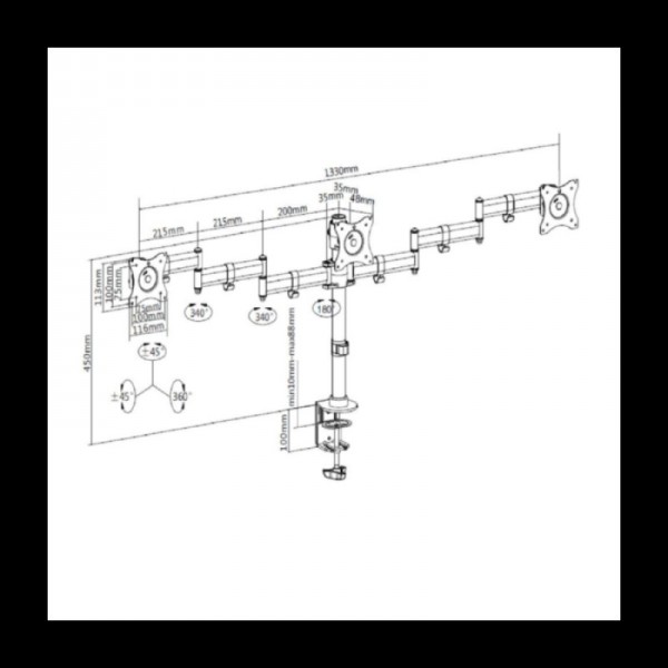 Vonhaus nosilec za tri monitorje do 27