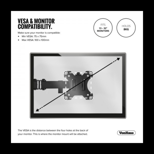 VonHaus enojni namizni nosilec za monitor (13-32)