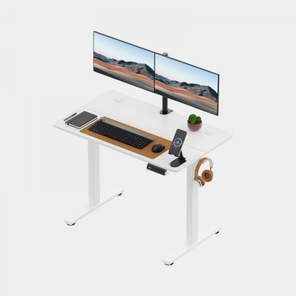 VonHaus Bela električno nastavljiva dvižna pisalna miza 100 × 60 cm z USB-C polnilnim priključkom
