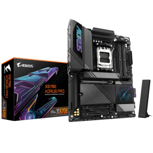 GIGABYTE X870E AORUS PRO, DDR5, SATA3, USB4, DP, 2.5GbE, WiFi 7, AM5 ATX