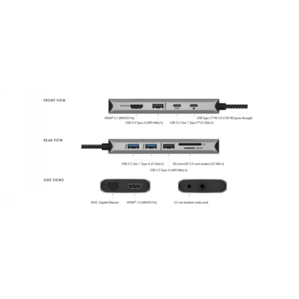 IcyBox IB-DK4061-CPD 12v1 USB-C priklopna postaja za prenosnike s Power Delivery do 100W
