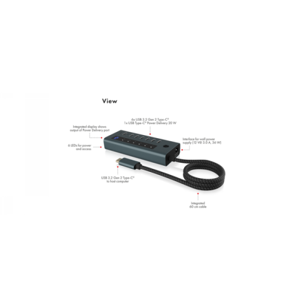 IcyBox IB-HUB1457-C31 7-portni hub vmesnik USB-C 3.2