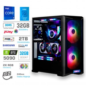 Računalnik MEGA TWR S10 i9-14900K/RTX5090/32GB-DDR5/2TB-4.0/1000W/Brez OS/črna RGB