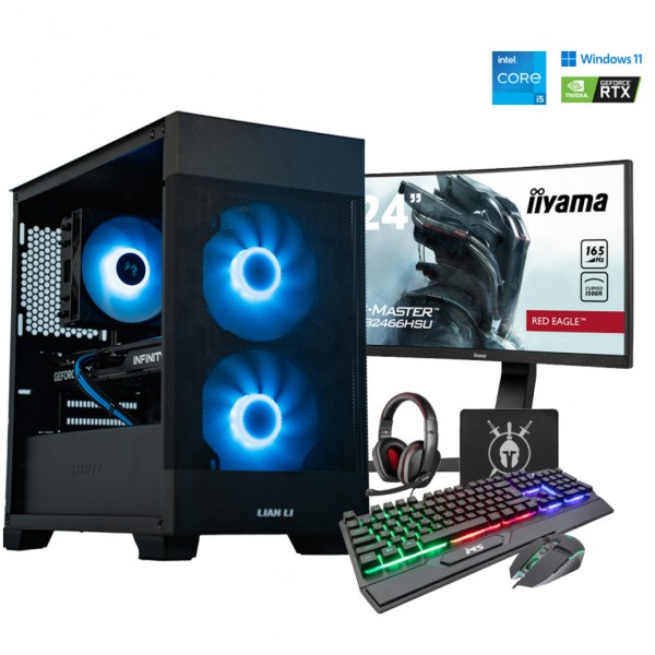 Gaming komplet Računalnik MEGA S7X Intel i5-14400F/RTX5050/16GB/1TB/750W/Win11Home/črna RGB + Estetski napajalni kabli ( Svetlo modra / črna )
