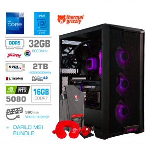 Računalnik MEGA TWR S10 i9-12900KF/RTX5080/32GB/2TB-4.0/1000W/Brez OS/črna RGB + Estetski napajalni kabli [Vijola / Črna]