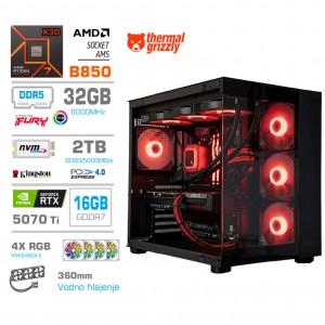 Računalnik MEGA MT S5 R7-7800X3D/RTX5070Ti/32GB-DDR5/2TB-4.0/750W/Brez OS/črna RGB + Estetski napajalni kabli [Rdeča / Črna)