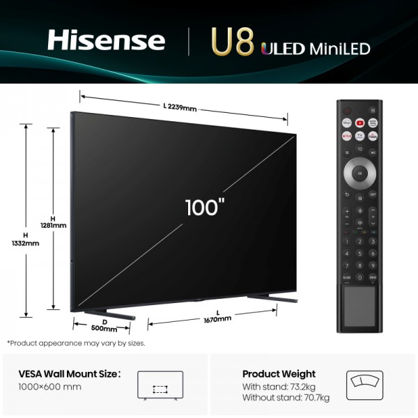 HISENSE TV ULED (Mini LED) 100U8Q HISENSE TV ULED (Mini LED) 100U8Q