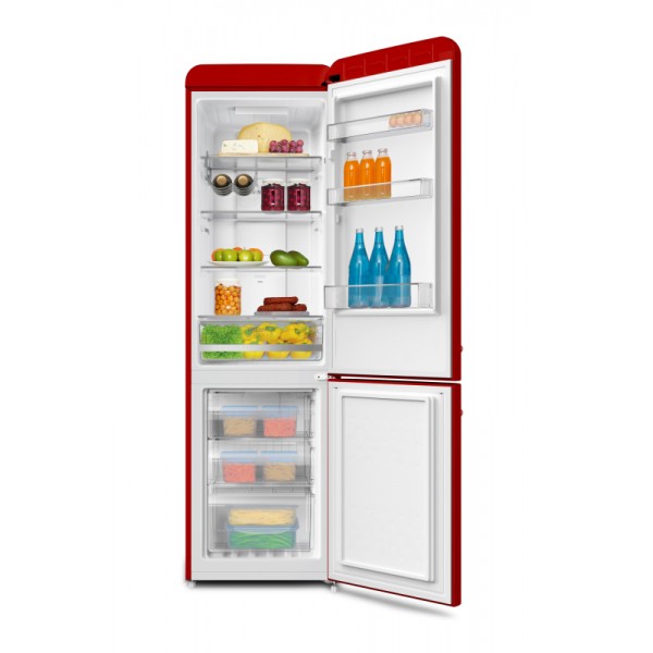AMICA kombinirani hladilnik FK3495.3FRAA [E, NoFrost, 250l, retro, rdeča]