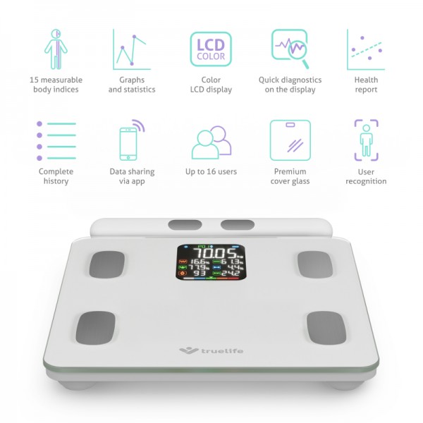 TrueLife pametna tehtnica W8 White