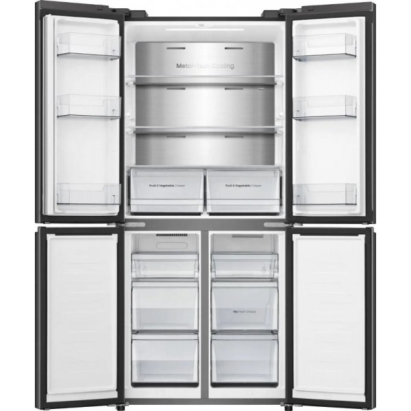 Hisense 4-vratni hladilnik RQ5P470SAFD H:304L, Z:87L,1785x794x698mm, črn Hisense 4-vratni hladilnik RQ5P470SAFD H:304L, Z:87L,1785x794x698mm, črn