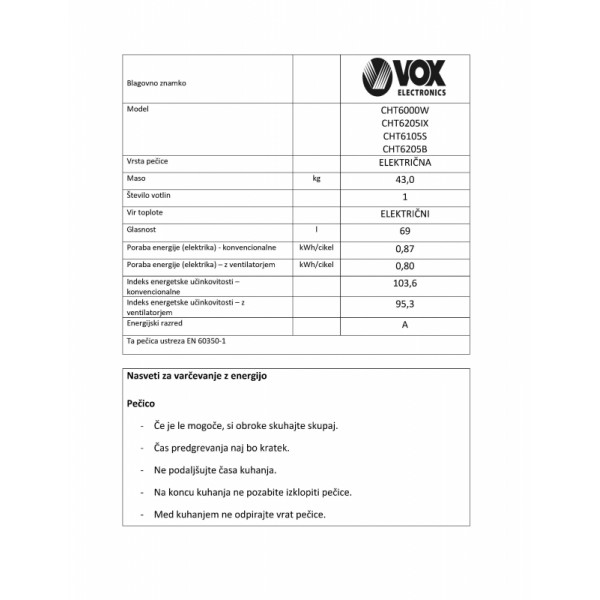 VOX steklokeramični štedilnik CHT 6205IX (4x steklokeramika)