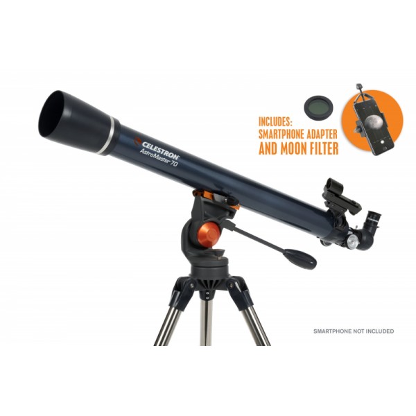 Celestron Teleskop AstroMaster 70 AZ + nastavek za telefon in filter za luno