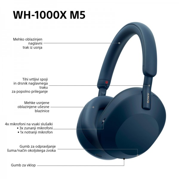 SONY BT slušalke WH1000XM5L modre