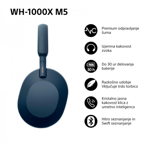 SONY BT slušalke WH1000XM5L modre