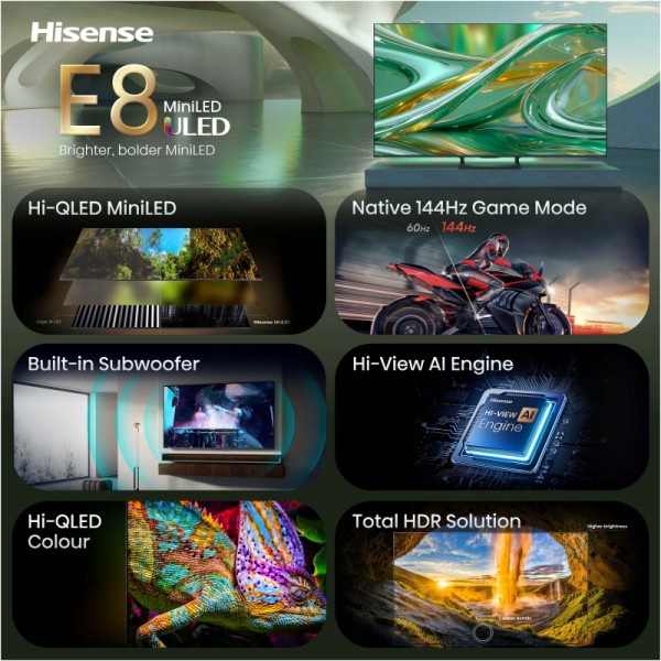 HISENSE TV ULED (Mini LED) 55E8S Smart TV 4K 144 Hz HISENSE TV ULED (Mini LED) 55E8S Smart TV 4K 144 Hz