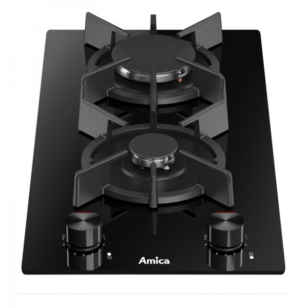 AMICA plinska kuh. plošča DDPS3201LZBG [2x plin, steklo, 30cm, črna]
