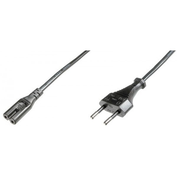 Napajalni kabel 220V, IEC C7, 1,8m, BIPOLAR (""Euro 8 kabel""), črni