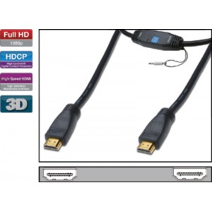 HDMI/A kabel 19 Pol moški - moški z ojačevalcem 40m Digitus