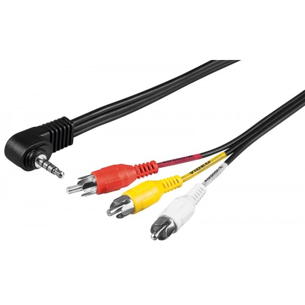 Audio/Video kabel stereo 3,5mm konektor 90° - 3x RCA konektor