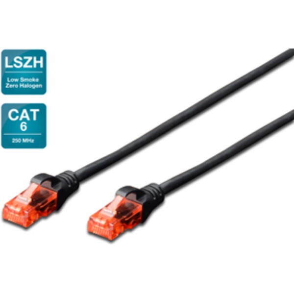 Patch kabel Cat.6 U/UTP 0,5m LSHF črni