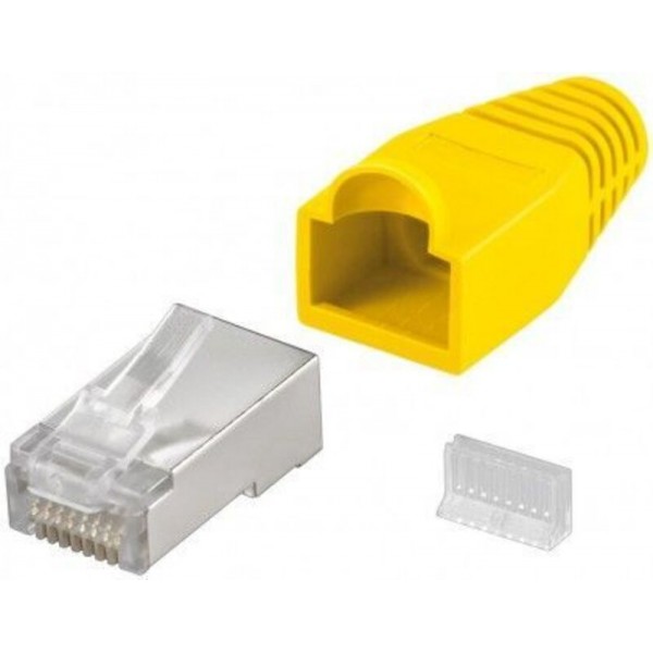 Modularni konektor RJ45 Cat.5, oklopljen + zaščita za konektor rumena