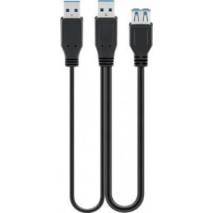 USB 3.0 Super hitri kabel z dvojnim napajanjem, črn