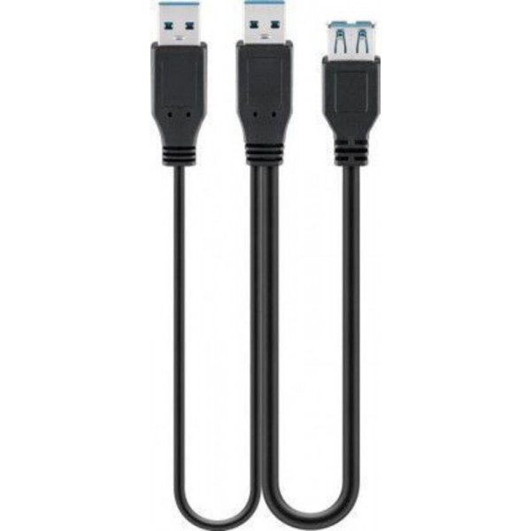 USB 3.0 Super hitri kabel z dvojnim napajanjem, črn