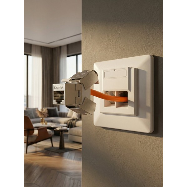 Keystone Jack Cat.6A RJ45 STP za montažo na inštalacijski kabel brez orodja