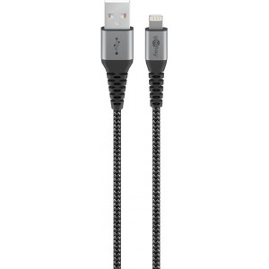 Lightning USB-A tekstilni kabel s kovinskimi konektorji, 1 m