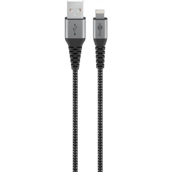 Lightning USB-A tekstilni kabel s kovinskimi konektorji, 1 m