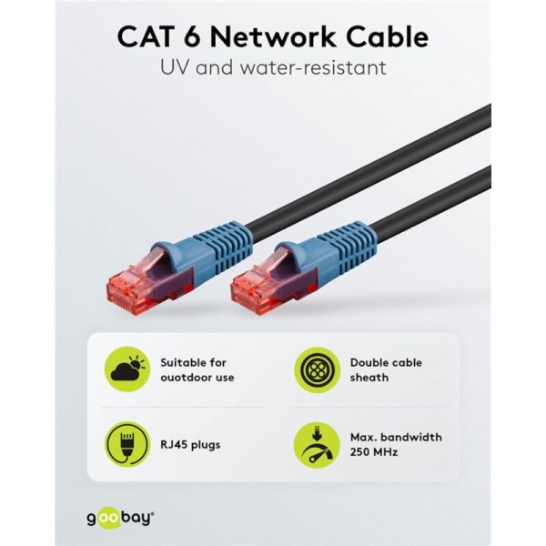 Patch kabel CAT 6, U/UTP, črn, outdoor, 40m