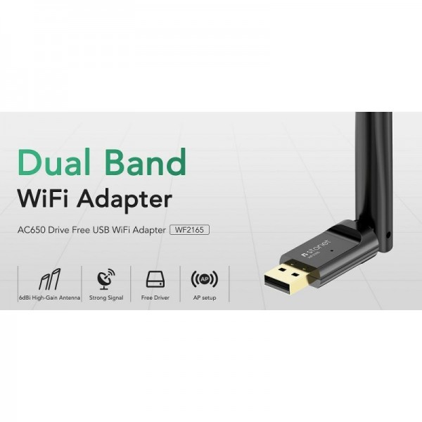 Stonet AC650 Dual Band Power adapter USB za PC / STB, Free Drive WiFi, MIMO, 6dB antena