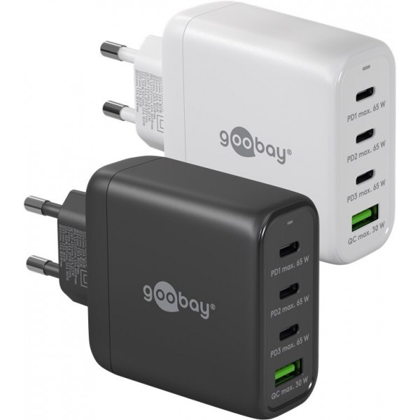 Napajalni adapter GeN NANO multiport USB QC 3.0 in 3x USB-C™ hitri polnilnik 68W, do 3A, črn