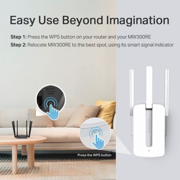 Mercusys MW300RE, 300Mbps brezžični ojačevalec signala - Wi-Fi Extender Mercusys MW300RE, 300Mbps brezžični ojačevalec signala - Wi-Fi Extender
